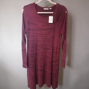 NWT Cato knit dress, space dye pattern with ribbed detailing cold shoulder L